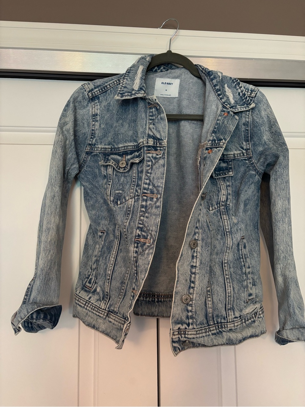 Old Navy Distressed Light Blue Denim Jacket